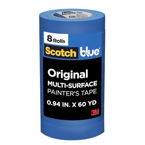 ScotchBlue Painters Tape 094 Width x 60 Yards 8 Rolls Blue Multi Surface IndoorOutdoor 45 Renewable Resources No Residue DIY Glass Wood 094 inches Made in USA or Imported 0 belly baby and beyond