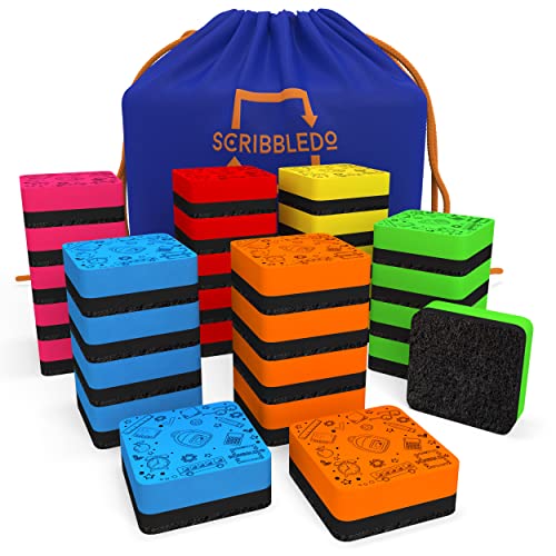 Scribbledo 30 Pack Dry Erase Erasers Assorted Colors Magnetic Whiteboard Erasers for Kids and Students Smudge Free Small Dry Erase Board Erasers for Classroom Home School and Office 0 belly baby and beyond