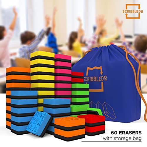 Scribbledo 60 Pack Dry Erase Erasers Assorted Colors Magnetic Whiteboard Erasers for Kids and Students Smudge Free Small Dry Erase Board Erasers for Classroom Home School and Office 0 0 belly baby and beyond
