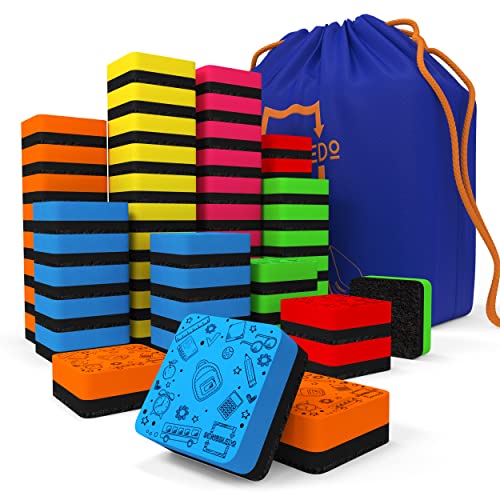 Scribbledo 60 Pack Dry Erase Erasers Assorted Colors Magnetic Whiteboard Erasers for Kids and Students Smudge Free Small Dry Erase Board Erasers for Classroom Home School and Office 0 belly baby and beyond