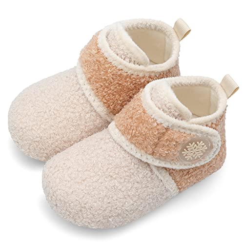 Scurtain Unisex Kids Toddler Slippers Socks Artificial Woolen Slippers with Non slip Rubber Sole 0 belly baby and beyond