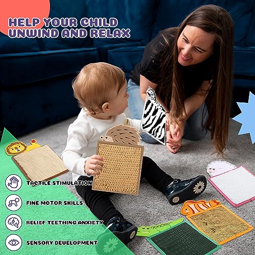 Sensory Mini Mats for Kids Assorted Textured Play Mat Sensory Tiles Educational Tactile Sensory Toys for Activity Sensory Wall Panel Sensory Room Equipment Sensory Disorder Toys for Tactile Play 0 2 belly baby and beyond
