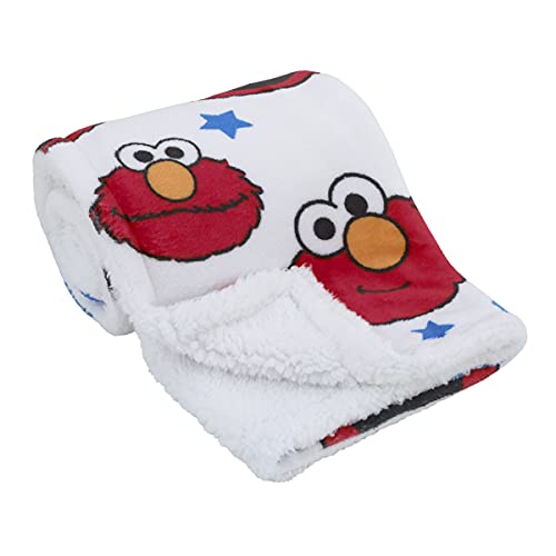 Sesame Street Elmo Red Blue Yellow Green White with Stars Super Soft Baby Blanket Red Blue White 0 belly baby and beyond