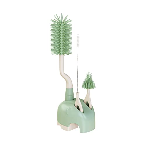 Silicone Bottle Brush Set with Stand 360 Rotating Silicone Bottle Cleaning Brush Cleaner Set Long Handle 3 in 1 Multipurpose Silicone Baby Bottle Straw Cleaner Brush Green 0 belly baby and beyond