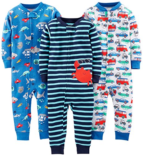 Simple Joys by Carters Baby Boys 3 Pack Snug Fit Footless Cotton Pajamas 0 belly baby and beyond