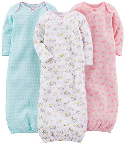 Simple Joys by Carters Baby Girls 3 Pack Cotton Sleeper Gown 0 belly baby and beyond
