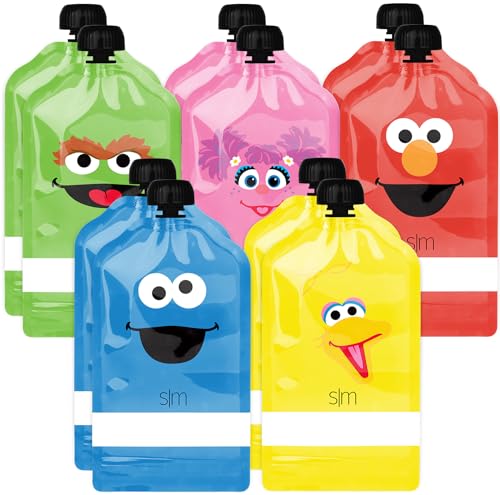 Simple Modern Sesame Street Reusable Baby Food Pouches for Toddlers BPA Free Plastic Food Safe Freezer Safe Refillable for Applesauce Yogurt Puree Squeeze Pouch 10 pack 5oz Sesame Street 0 belly baby and beyond