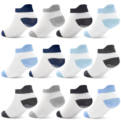 SkiBeaut Baby Socks12 Pairs Toddler Ankle Socks Infant Newborn Grips Socks Boys Girls Non Slip Socks for 0 5 Years 0 belly baby and beyond