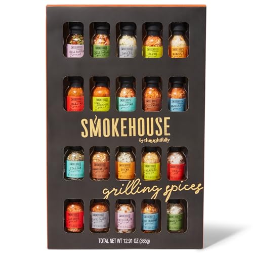 Smokehouse by Thoughtfully Ultimate Grilling Spice Set Grill Seasoning Gift Set Flavors Include Chili Garlic Rosemary and Herb Lime Chipotle Cajun Seasoning and More Pack of 20 0 belly baby and beyond