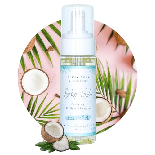 SoCal Suds Company 2 in 1 Organic Foaming Shampoo Body Wash Gentle Botanical Baby Wash for Sensitive Skin Clean Natural Nourishing Castile Soap Ingredients Newborn Baby Unscented 6oz 0 belly baby and beyond