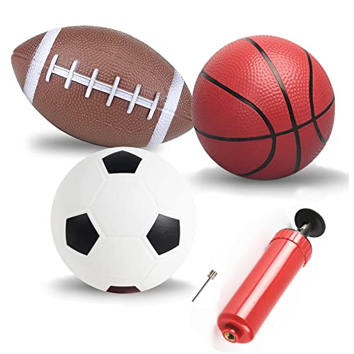 Soccer Basketball Football Small Sports Bouncy Balls with Hand Pump for Kids and Toddlers Pack of 3 6 Inch Diameter Rubber Sport Ball Set for Fun Outdoors and Backyard Play 0 belly baby and beyond