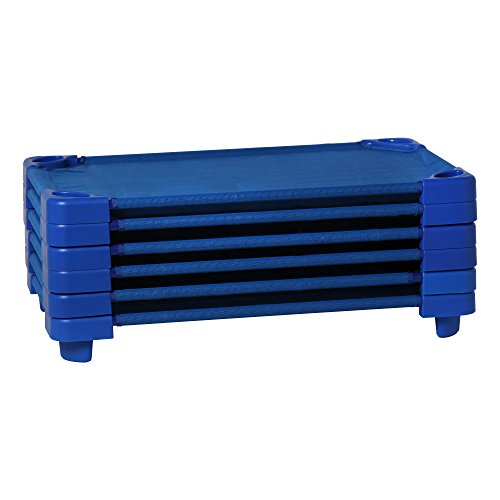 Sprogs Heavy Duty Stackable Standard Size 52L Daycare Cots for Kids and Toddlers Stacking Preschool Classroom Kids Cots for Sleeping Resting Naptime Pack of 6 Blue 0 belly baby and beyond