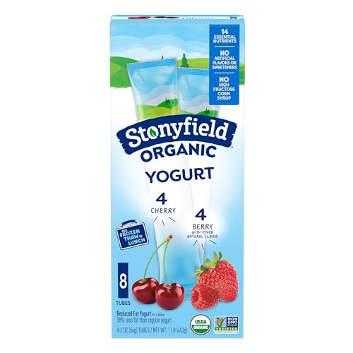 Stonyfield Organic Kids Cherry Berry Lowfat Yogurt Tubes Variety Pack 2 oz 8 Ct 1 Organic Kids Yogurt No Artificial Flavors or Sweeteners 0 belly baby and beyond