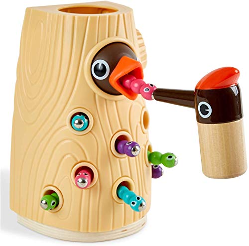 TOP BRIGHT Montessori Toys for 2 Year Old Girl and Boy Fine Motor Skills Toddler Toys Age 2 4 Woodpecker Worm Toy Magnetic Bird Feeding Game 0 belly baby and beyond