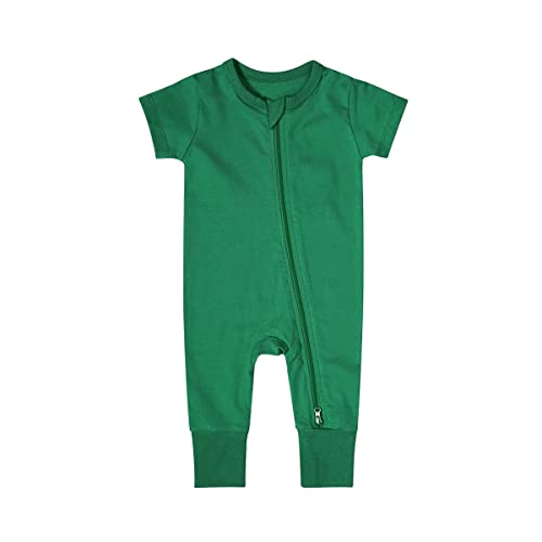 Teach Leanbh Baby Boys Girls Footless Pajamas 2 Way Zipper Short Sleeve Romper with Viscose Made From Bamboo Fiber 0 belly baby and beyond