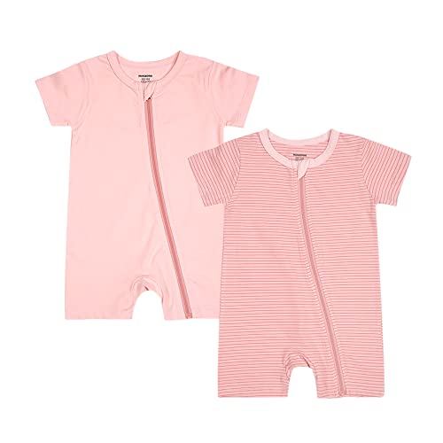 Teach Leanbh Baby Boys or Girls 2 Pack Pajamas Cotton Short Sleeve Zipper Romper Jumpsuits Sleep and Play 3 24 Months 0 belly baby and beyond