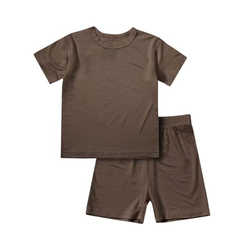 Teach Leanbh Toddler Baby Boys Girls Bamboo Viscose Pajamas Set Round Neck Short Sleeve Snug Fit Sleepwear Pjs 12M 5Y 0 belly baby and beyond