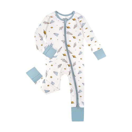 Teach Leanbh Unisex Baby Cotton Pajamas with Mittens and Feet Cuffs 2 Way Zipper Long Sleeve Romper Sleep and Play 0 belly baby and beyond
