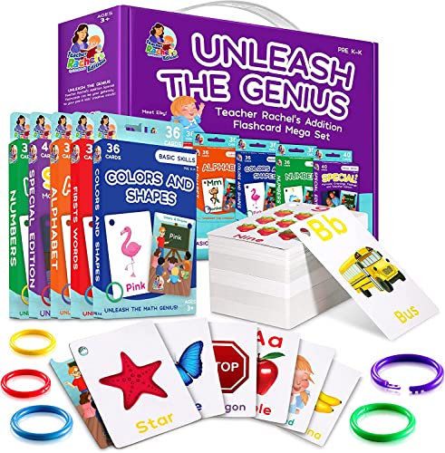 Teacher Rachels Educational Flash Cards for Toddlers Set Of 5 184 Cards Pre K K Mega Flashcards Set with First Words Alphabet Colors Shapes Numbers Manners Greetings Feelings and Weather 0 belly baby and beyond
