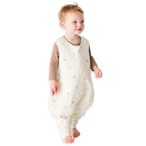 Tealbee Dreamsuit Toddler sleep sack with feet 12 18 months 18 24 months 12 TOG All Season Baby Wearable Blanket for Walkers Rayon made from Bamboo Organic Cotton Sleep Bag Moons Stars 0 belly baby and beyond
