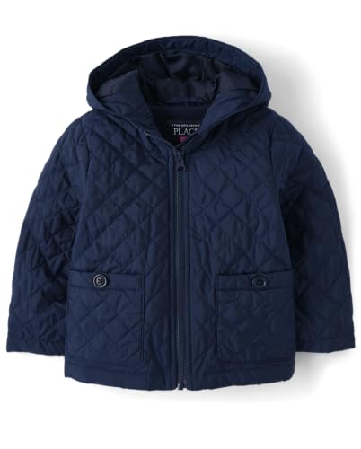 The Childrens Place Baby Girls and Toddler Zip Up Quilted Hooded Jacket 0 belly baby and beyond