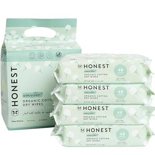 The Honest Company 100 Organic Cotton Dry Wipes Hypoallergenic for Sensitive Skin Dermatologist Tested Safe for Newborns 192 Count 0 belly baby and beyond