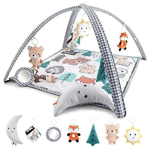 The Peanutshell 7 in 1 Baby Play Gym Activity Center and Tummy Time Mat Woodland Animals 0 belly baby and beyond