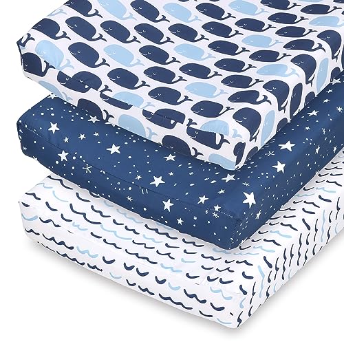 The Peanutshell Changing Pad Covers for Boys or Girls Unisex 3 Pack Nautical Whale 0 belly baby and beyond