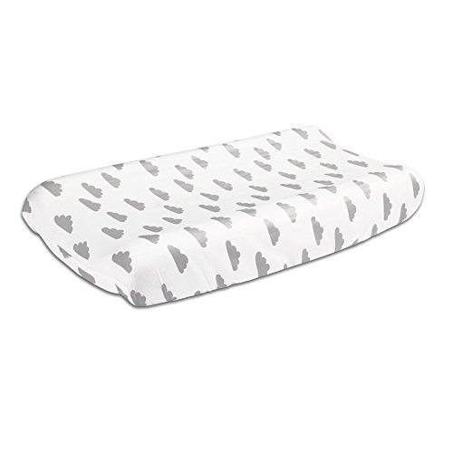 The Peanutshell Cloud Print Cotton Changing Pad Cover in Grey 0 belly baby and beyond