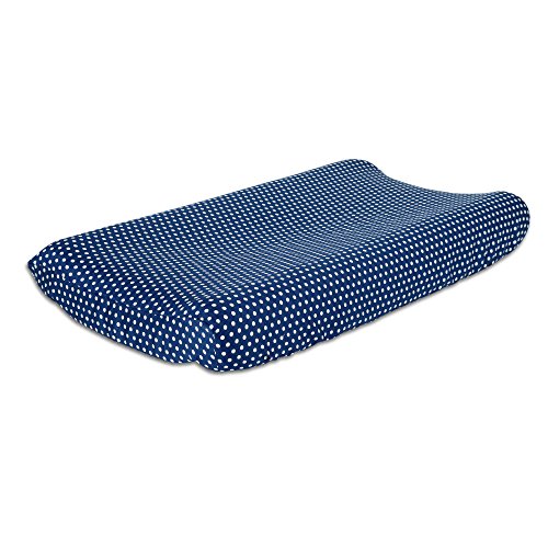 The Peanutshell Dot Cotton Changing Pad Cover in Navy 0 belly baby and beyond