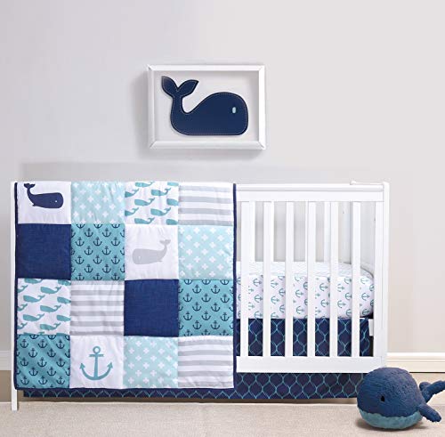 The Peanutshell Nautical Crib Bedding Set for Baby Boys or Girls 3 Piece Unisex Nursery Set Crib Quilt Crib Sheet Crib Skirt 0 belly baby and beyond