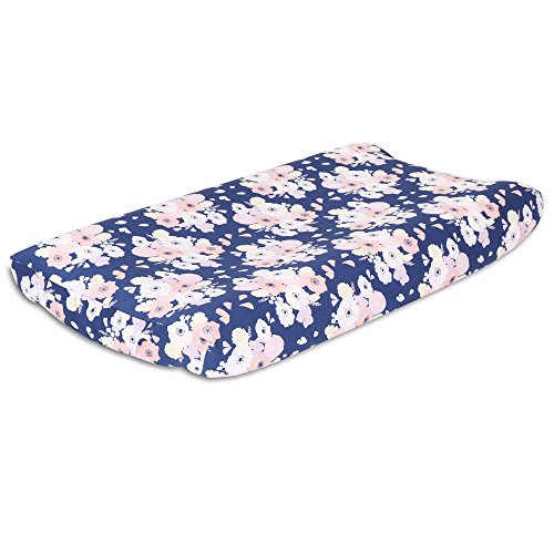 The Peanutshell Navy Floral Changing Pad Cover 0 belly baby and beyond