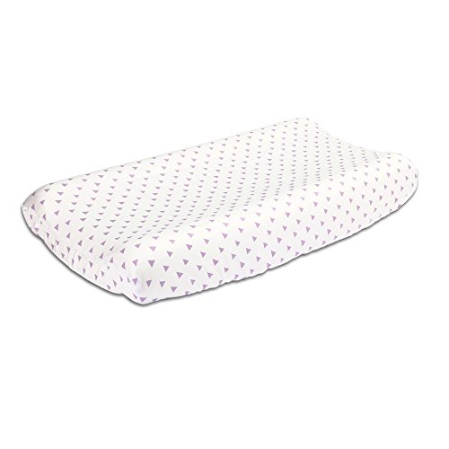 The Peanutshell Triangle Print Cotton Changing Pad Cover in Purple 0 belly baby and beyond