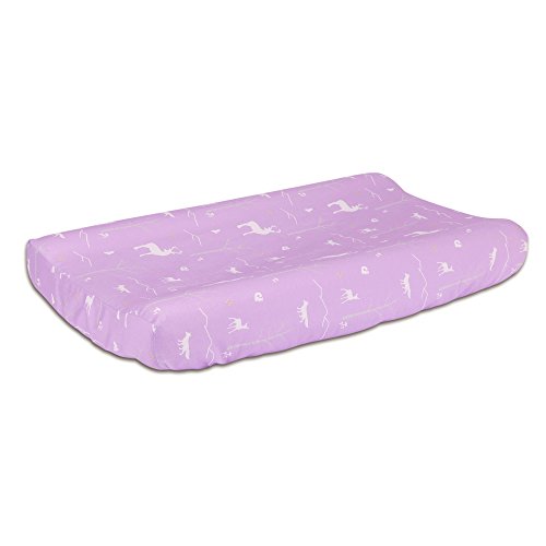 The Peanutshell Woodland Print Cotton Changing Pad Cover in Purple 0 belly baby and beyond