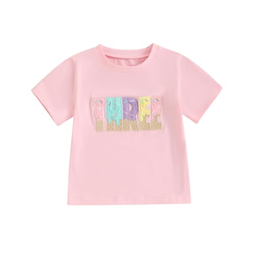 Toddler Baby Girl Outfit OneTwoThreeFourFive Embroidery Birthday Tee Short Sleeve T Shirt Kids Summer Clothes 0 belly baby and beyond