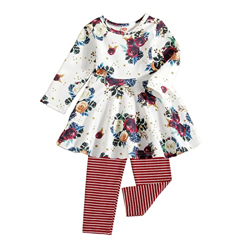 Toddler Baby Girls Floral Clothes Set Tunic Shirt Pants Princess Outfit Clothing 0 belly baby and beyond