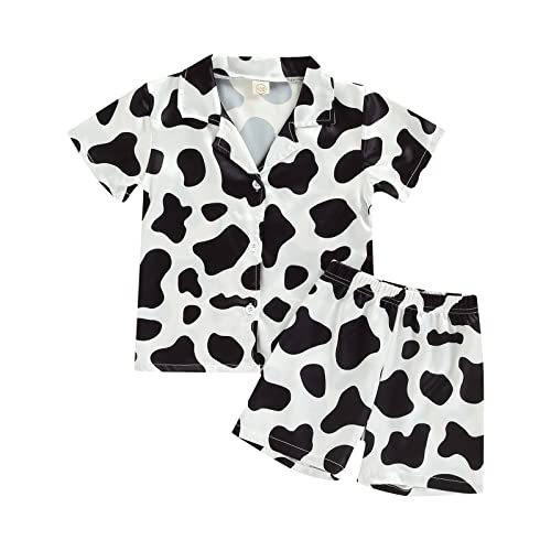 Toddler Baby Kids Satin Summer Pajamas Set Short Sleeve Button Down Pajamas Top Pants 2Pcs Loungwear Sleepwear Pjs 0 belly baby and beyond
