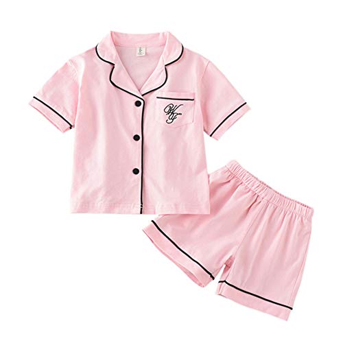 Toddler Boys Girls Summer Pajamas Short Set Baby Button Down Sleepwear Little Kids Sleep Shirt Shorts 2Pcs PJ Set 0 belly baby and beyond