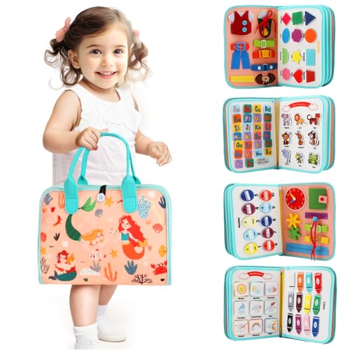 Toddler Busy Board Montessori Toys for Toddlers 3 Year Old Educational Activity Board Sensory Travel Toys Ages 3 5 Preschool Learning Fine Motor Skills Toy Quiet Book Gift for Kids 0 belly baby and beyond