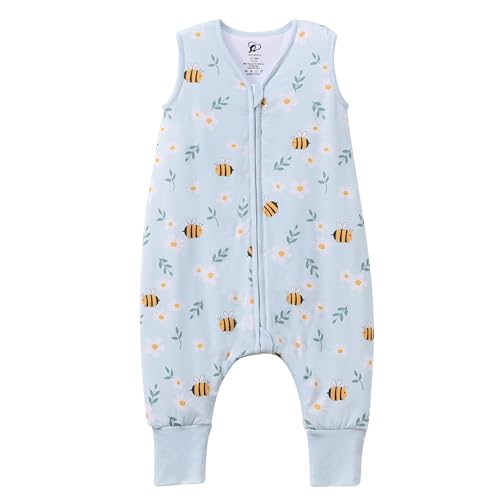 Toddler Sleep Sack with Feet 6 12M 10 Tog 95 Rayon from Bamboo 5 Spandex Breathable Sleep Sacks Baby Walker Quilted Wearable Blanket with Legs 2 Way Zipper Little Bee 0 belly baby and beyond