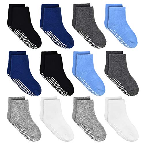 Tphon Kids Non Slip Toddler Boy Grip Socks 12 Pairs Anti Skid Sticky Socks for 1 10 Years Infants Baby Children 0 belly baby and beyond