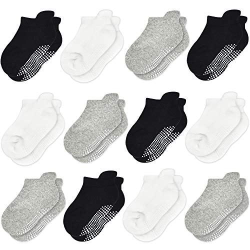 Tphon Non Slip Toddler Socks 12 Pairs Infant Baby Kids Grip Socks for Boy Girls Anti Skid Ankle Socks for 1 7 Year Children 0 belly baby and beyond