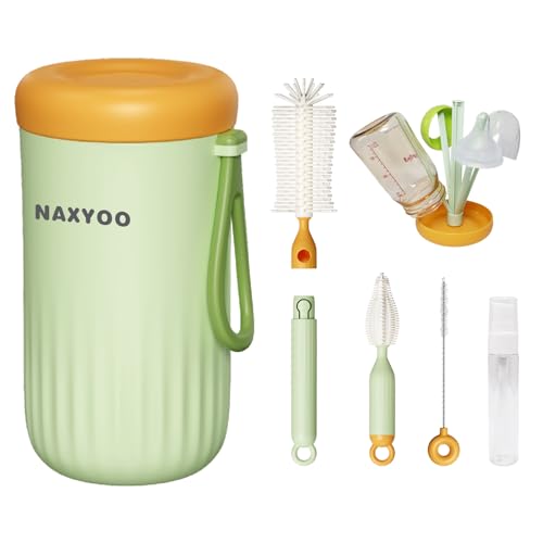Travel Baby Bottle Brush Set with Build in Drying Rack Portable Silicone Bottle Cleaner Kit for Bottle Nipple Straw Cleaning Baby Essential for Home Travel Use Green 0 belly baby and beyond