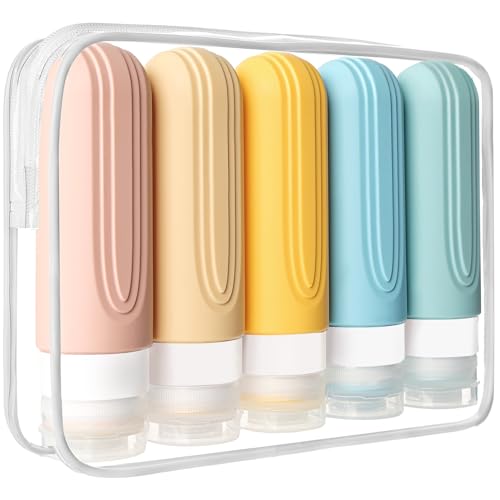 Travel Bottles for Toiletries 5 Pack TSA Approved Travel Size Containers 3oz Leak Proof Refillable Travel Accessories for Shampoo Conditioner BPA Free Travel Bottles with Toiletry Bag 0 belly baby and beyond