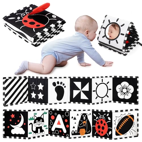 URMYWO Black and White Baby Toys High Contrast Newborn Toys 0 3 Months Brain Development Tummy Time Toys Soft Baby Book Infant Sensory Toys 0 6 12 Months Visual Stimulation Montessori Toy Gift 0 belly baby and beyond
