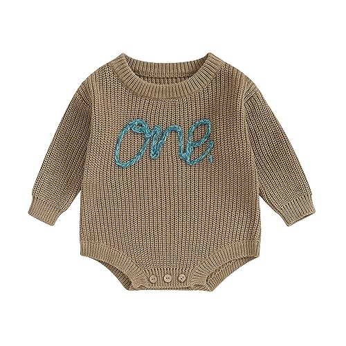 Unisex Baby Girl Boy Knit Sweater Romper One Oversized Onesie Cute First Birthday Outfit Fall Winter Clothes 0 belly baby and beyond