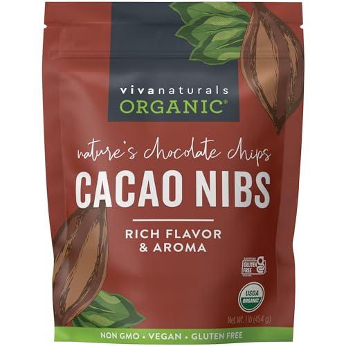 Viva Naturals Organic Cacao Nibs 1 Lb Certified Keto and Vegan Superfood Perfect for Gluten Free Baking Cacao Nib Smoothies and Healthy Snacks Premium Criollo Beans Non GMO 0 belly baby and beyond