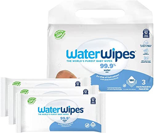 WaterWipes Plastic Free Original Baby Wipes 999 Water Based Wipes Unscented Hypoallergenic for Sensitive Skin 180 Count 3 packs Packaging May Vary 0 belly baby and beyond