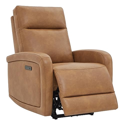 Watson Whitely Power Recliner Chairs for Adults Zero Wall Recliners W Power Headrest Type C Charger Small Faux Leather RV Recliners Home Theater Seating for Living Room Cognac Brown 0 belly baby and beyond