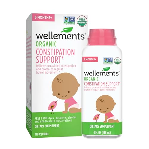 Wellements Organic Constipation Support Safe and Gentle Organic Constipation Relief for Infants Babies and Toddlers No Harsh Laxatives USDA Certified Organic 4 Fl Oz 6 Months 0 belly baby and beyond
